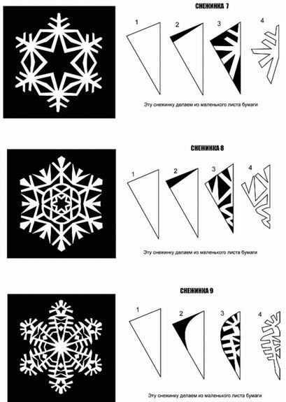 Снежинки из бумаги. Простые и красивые шаблоны со схемами для вырезания